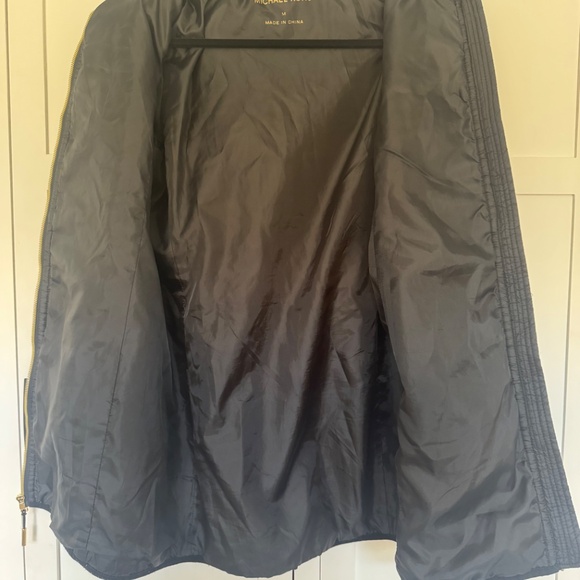 Michael Kors Quilted Black Coat Jacket Gold Hardware Stretch Trim Size M - Picture 2 of 10